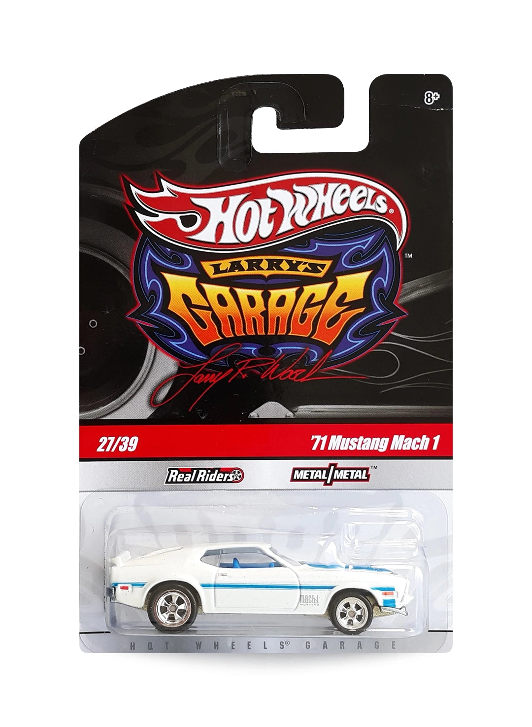 Hot Wheels Garage 2010 Ford '71 Mustang Mach I 1:64 – Metalflake White