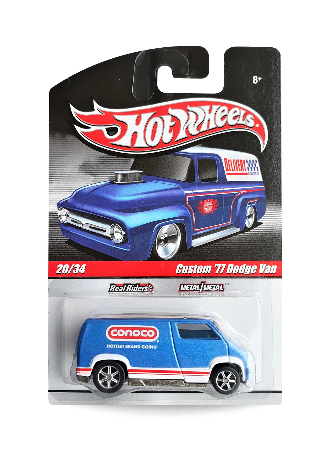 Hot Wheels Delivery Slick Rides 2010 Custom '77 Dodge Van 1:64 – Metallic Blue & White
