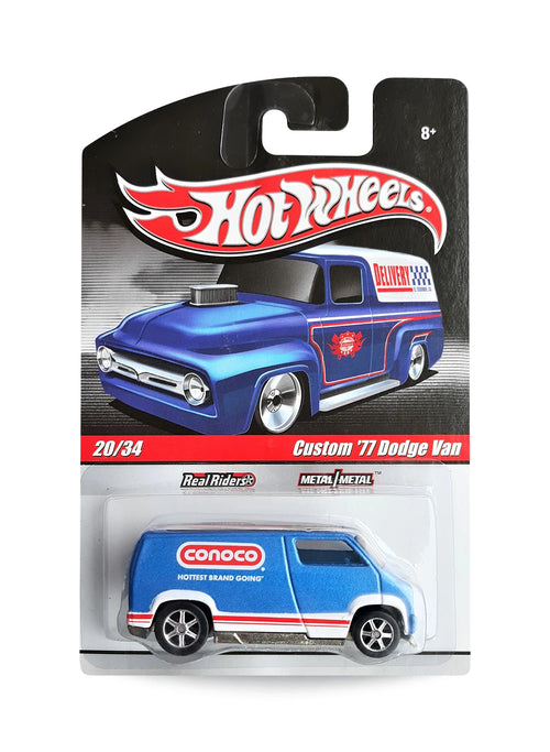 Hot Wheels Delivery Slick Rides 2010 Custom '77 Dodge Van 1:64 – Metallic Blue & White