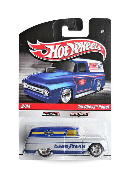 Hot Wheels Delivery Slick Rides 2010 Chevrolet '55 Chevy Panel 1:64 – Metallic Silver & Blue