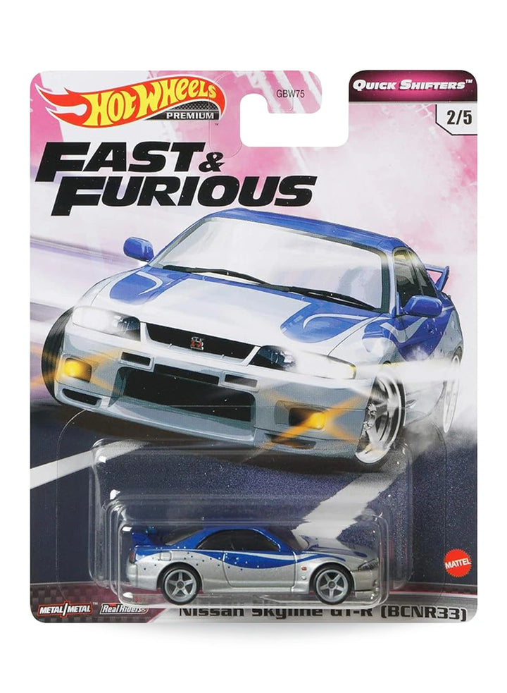 Hot Wheels Fast & Furious Premium Series Quick Shifters 2020 Nissan Skyline GT-R (BCNR33) 1:64 – Blue & Silver
