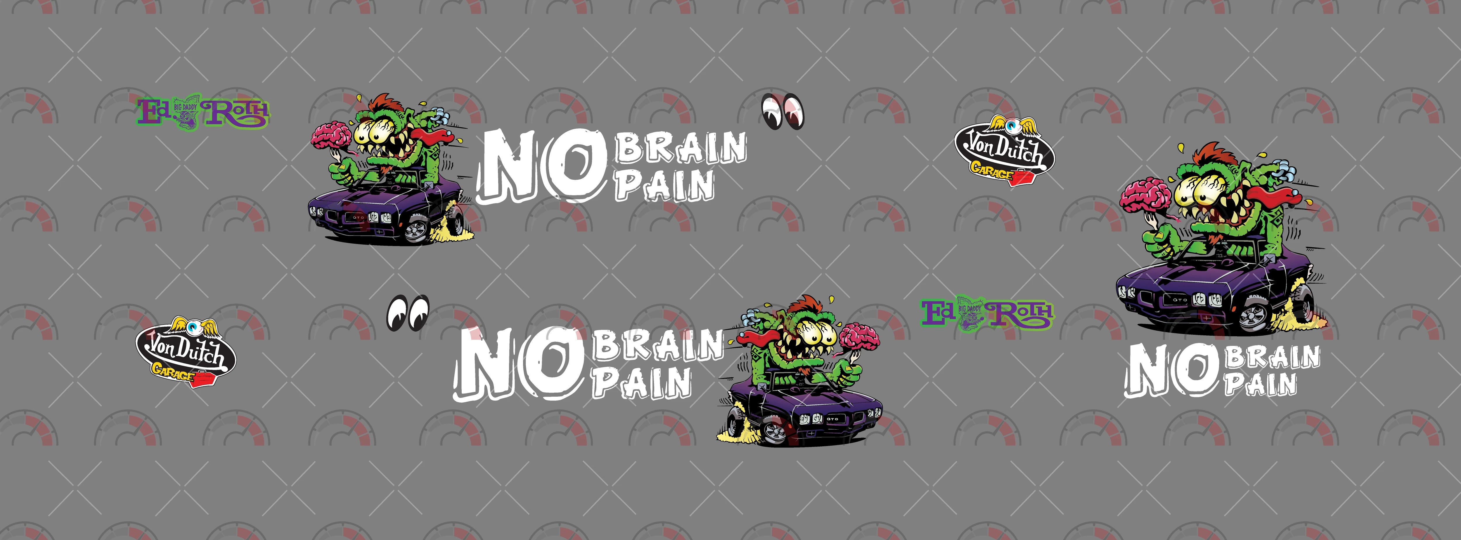 No Brain No Pain Design Toy Car Sticker