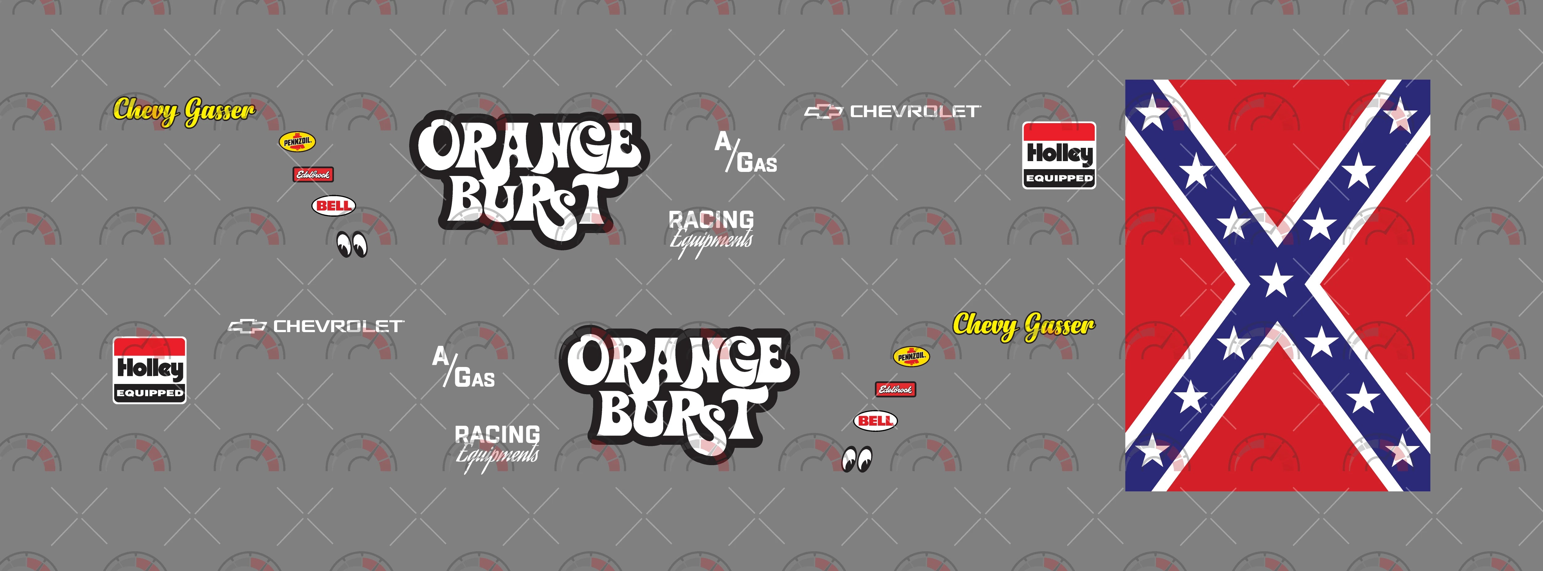 Orange Burst Toy car Decals
