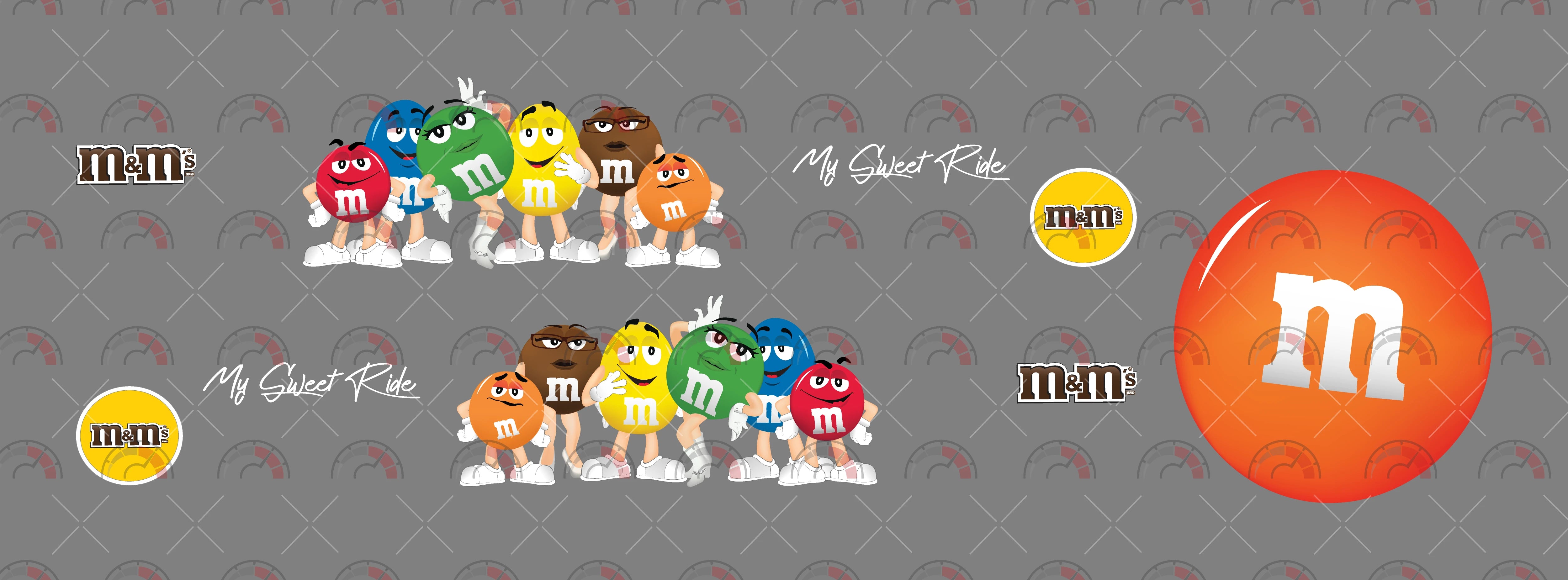 Orange M&M Design Toy Car Sticker