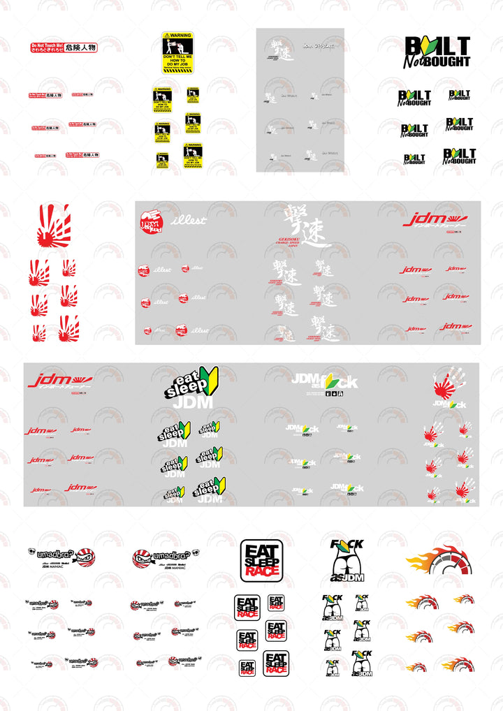 JDM Toy Car Decals