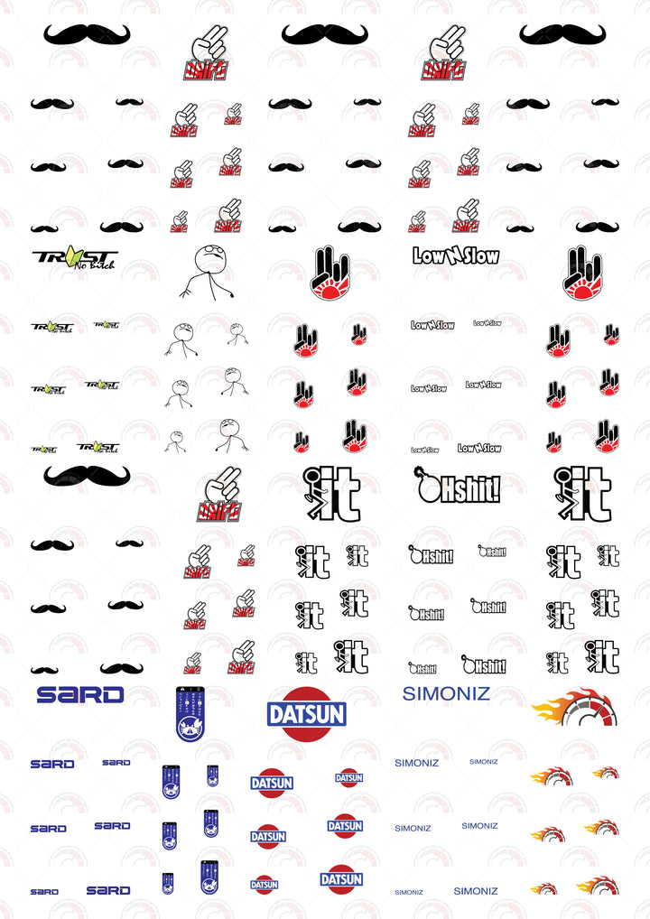 Mustache Play Car Decals