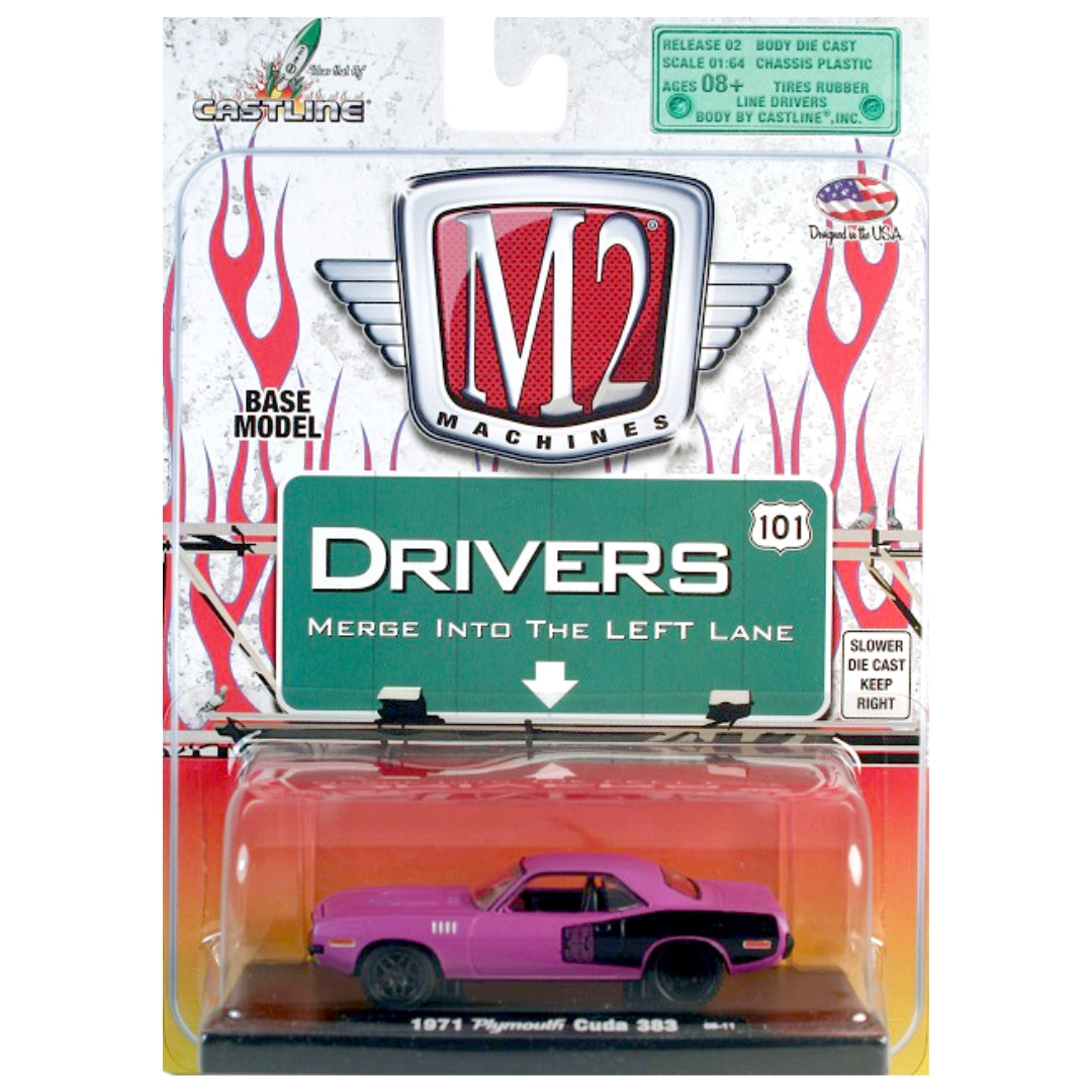 1971 Plymouth Cuda 383 - Pink/Purple Black Side Panel (Blister Card)