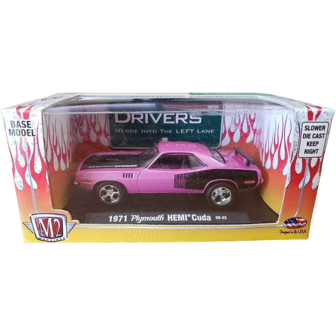 1971 Plymouth HEMI Cuda - Pink/Purple, Black Hood, No Rear Louver (Box)
