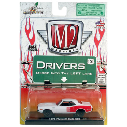 1971 Plymouth Cuda 383 - White, Red Rear Quarter Panel (Blister Card)