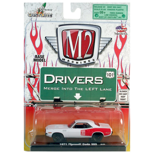 1971 Plymouth Cuda 383 - White, Red Rear Quarter Panel (Blister Card)