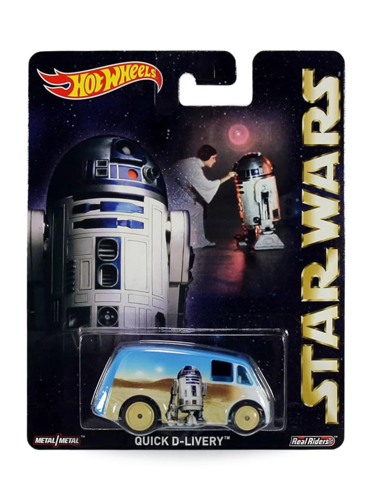 Hot Wheels Premium Pop Culture Star Wars R2-D2 Quick D-Livery 1:64 scale diecast van mint on its original character blister card.