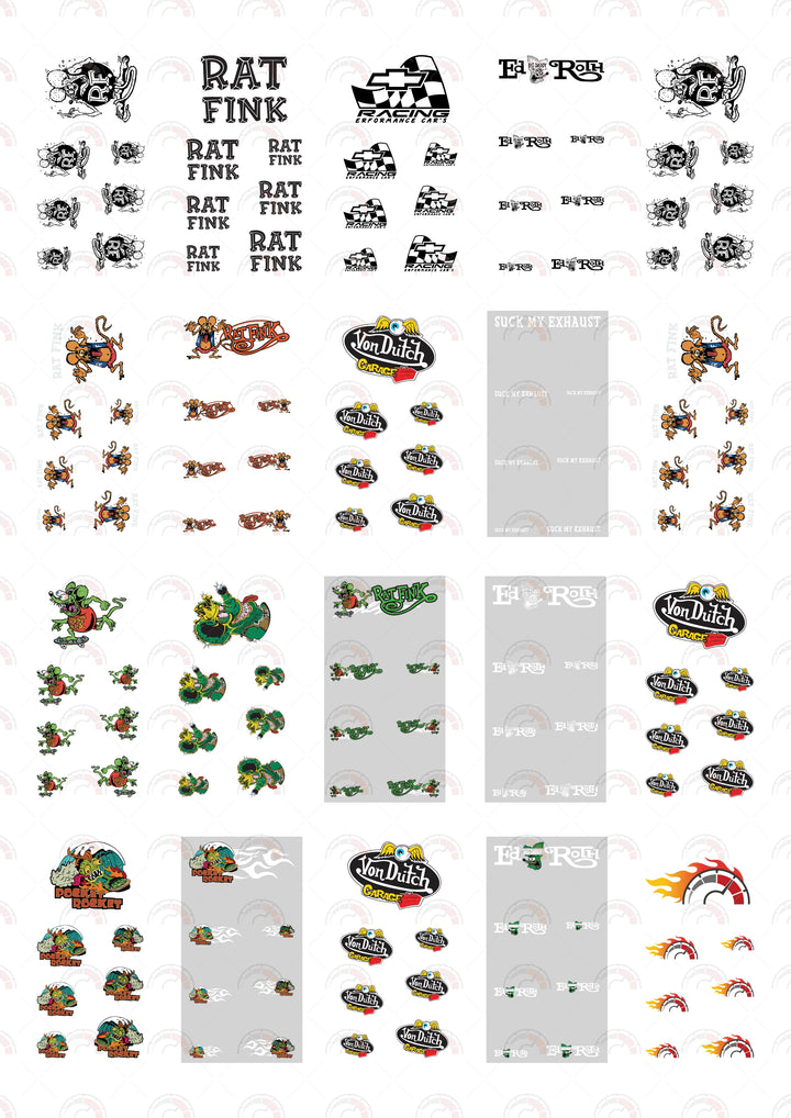 Rat Fink Classic B&W model Car Decals