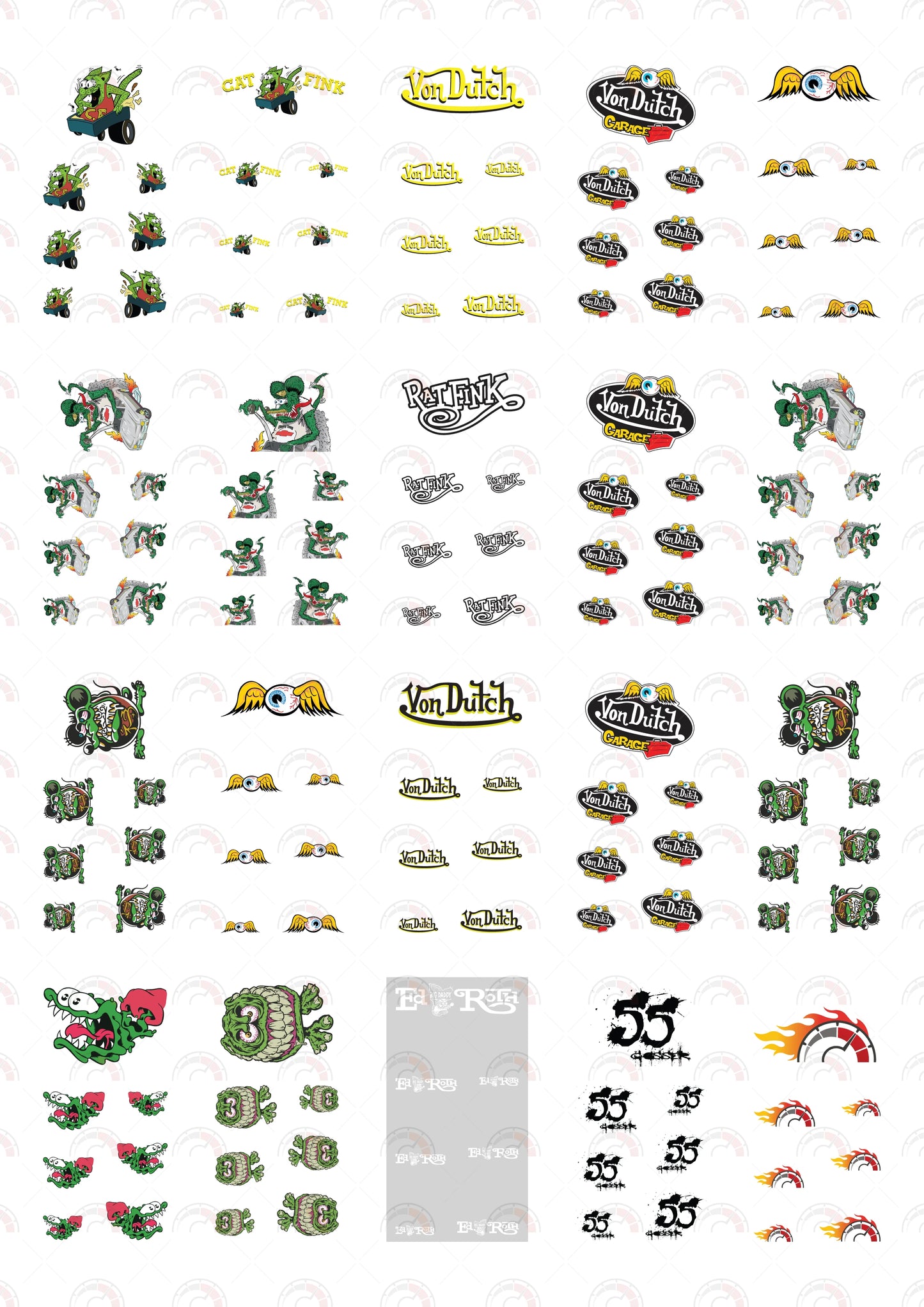 Cat Fink decals for toy vehicles