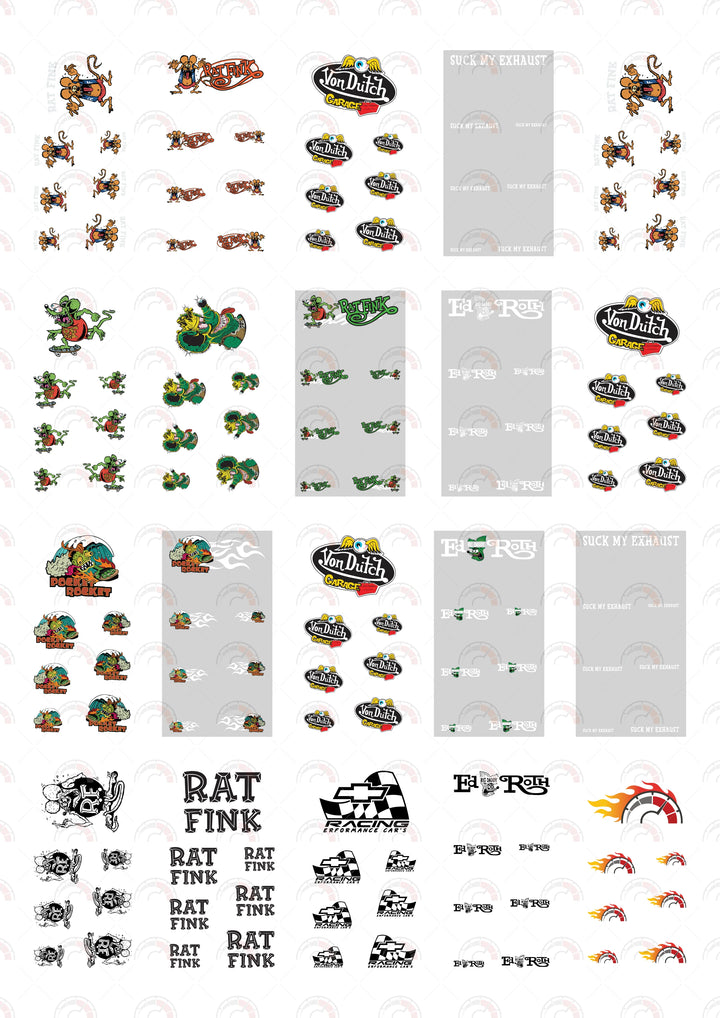 Rat Fink Orange model Car Decals