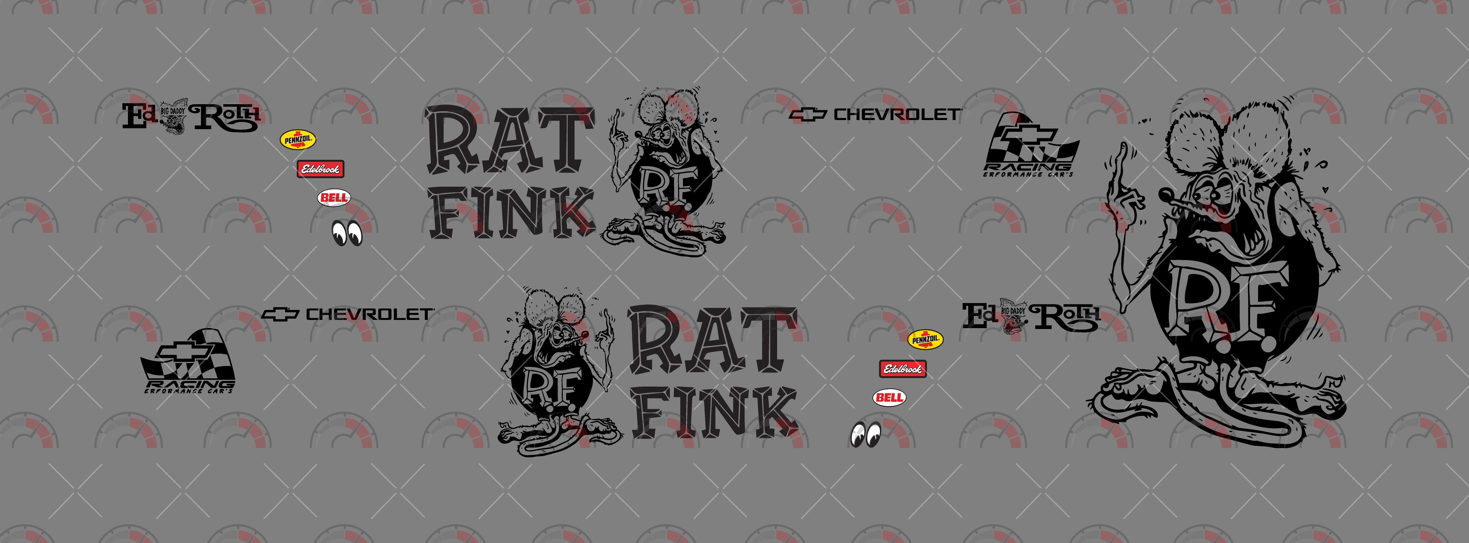 Rat Fink Classic B&W Design Toy Car Sticker