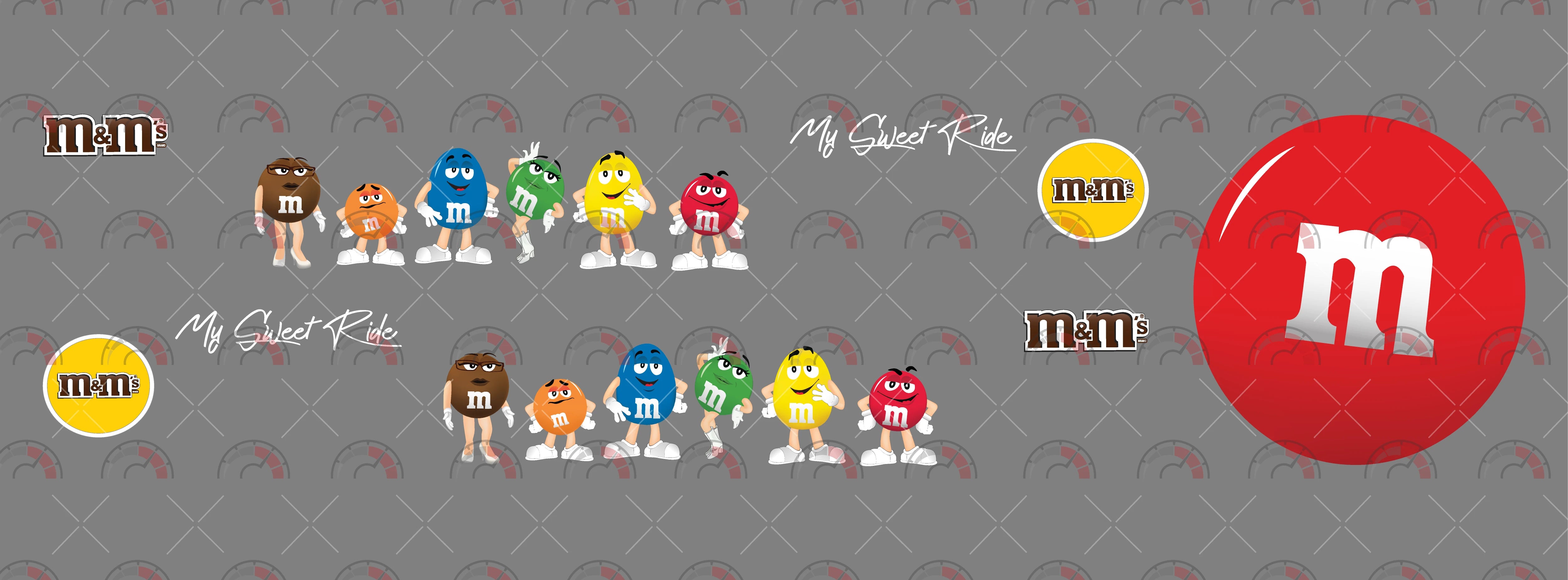 Red M&M model Car Decals