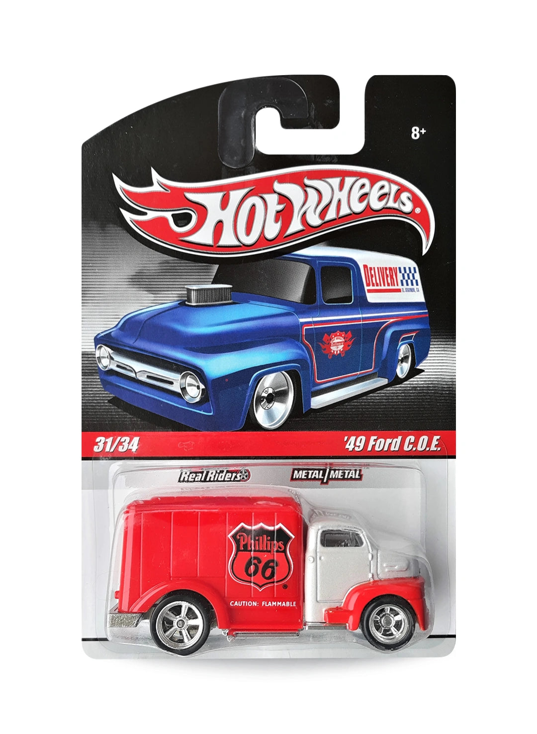 Hot Wheels Delivery Slick Rides 2010 '49 Ford C.O.E. 1:64 – Red & Pearl White