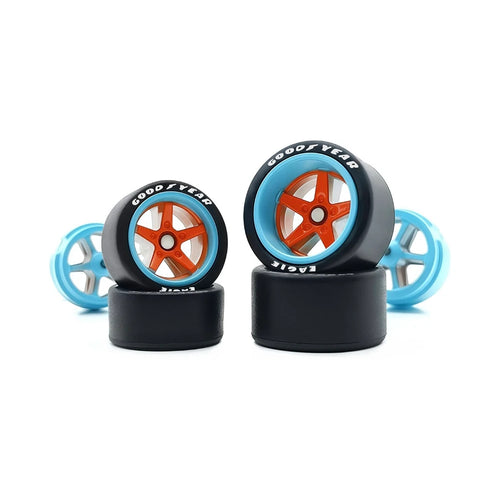 Staggered Advan V2 - 11mm / 13mm - Orange + Blue Lip Lettered Tire Short Axle