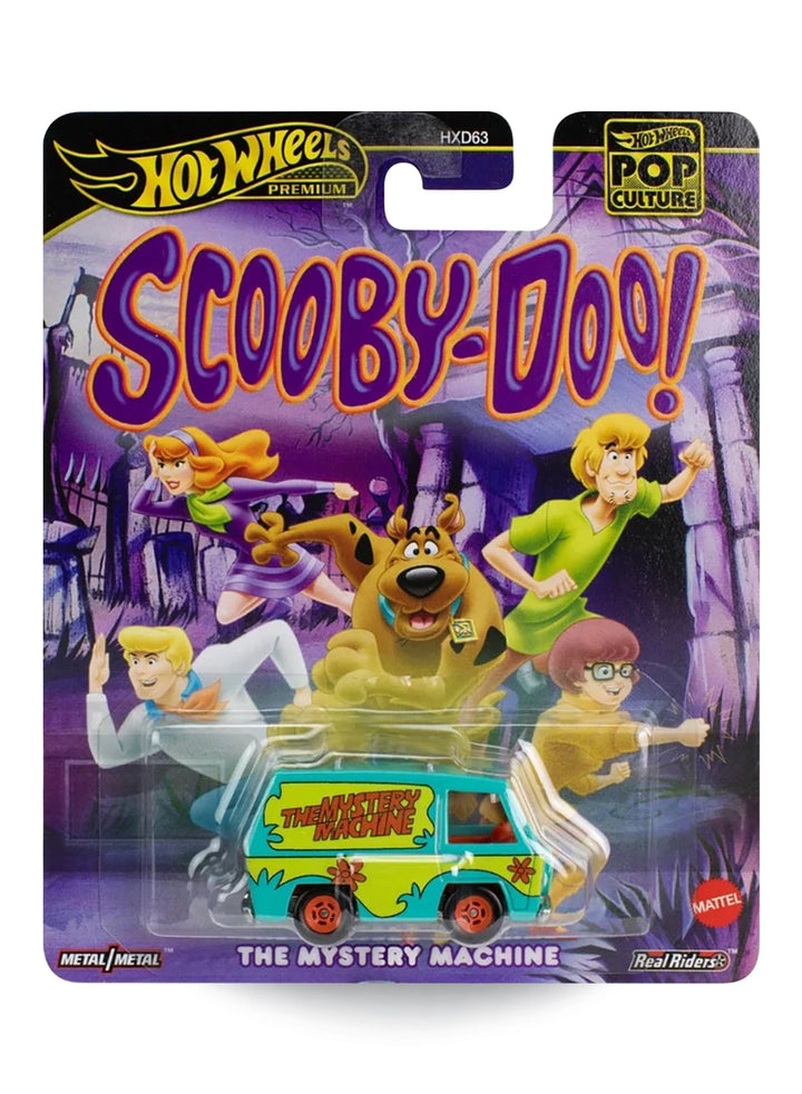 Hot Wheels Premium Pop Culture Scooby-Doo! The Mystery Machine 1:64 scale premium diecast van mint on its original retro cartoon animation themed blister card.