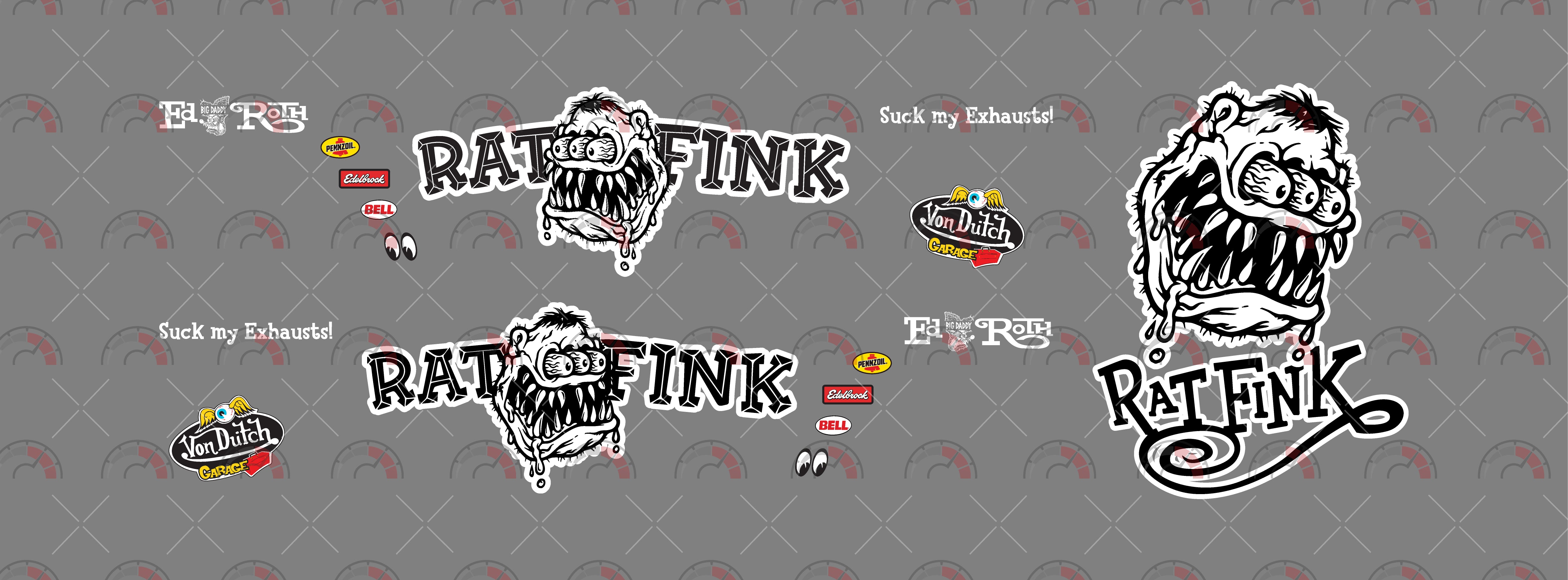 Three Eyed Fink B&W Design Toy Car Sticker