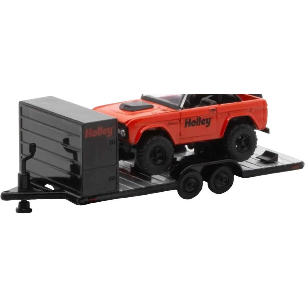 Two Axle Car Transport Trailer w/ Storage - Black/Grey (Black Rims, Black Trailer Bed)