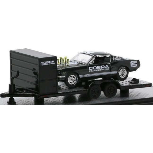 Two Axle Car Transport Trailer w/ Storage - Black (Cobra Livery, Black Rims)
