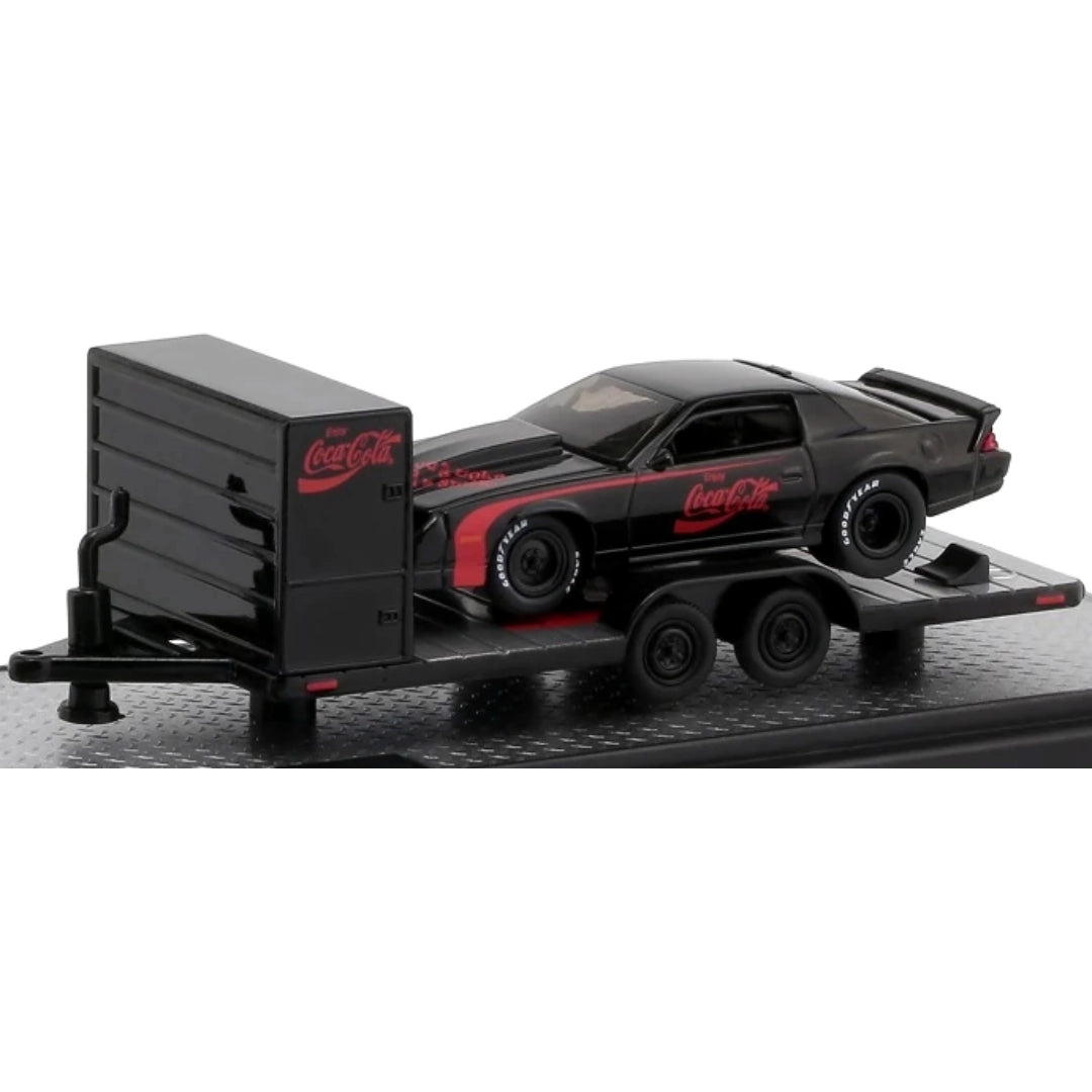 Two Axle Car Transport Trailer w/ Storage - Black (Coca-Cola Livery, Black Rims)