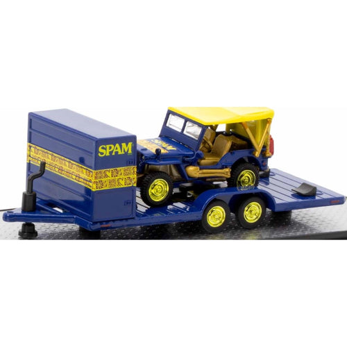 Two Axle Car Transport Trailer w/ Storage - Blue/Yellow (Spam Livery)