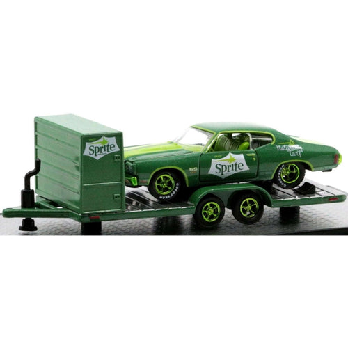 Two Axle Car Transport Trailer w/ Storage - Green (Sprite Livery, Green Rims)
