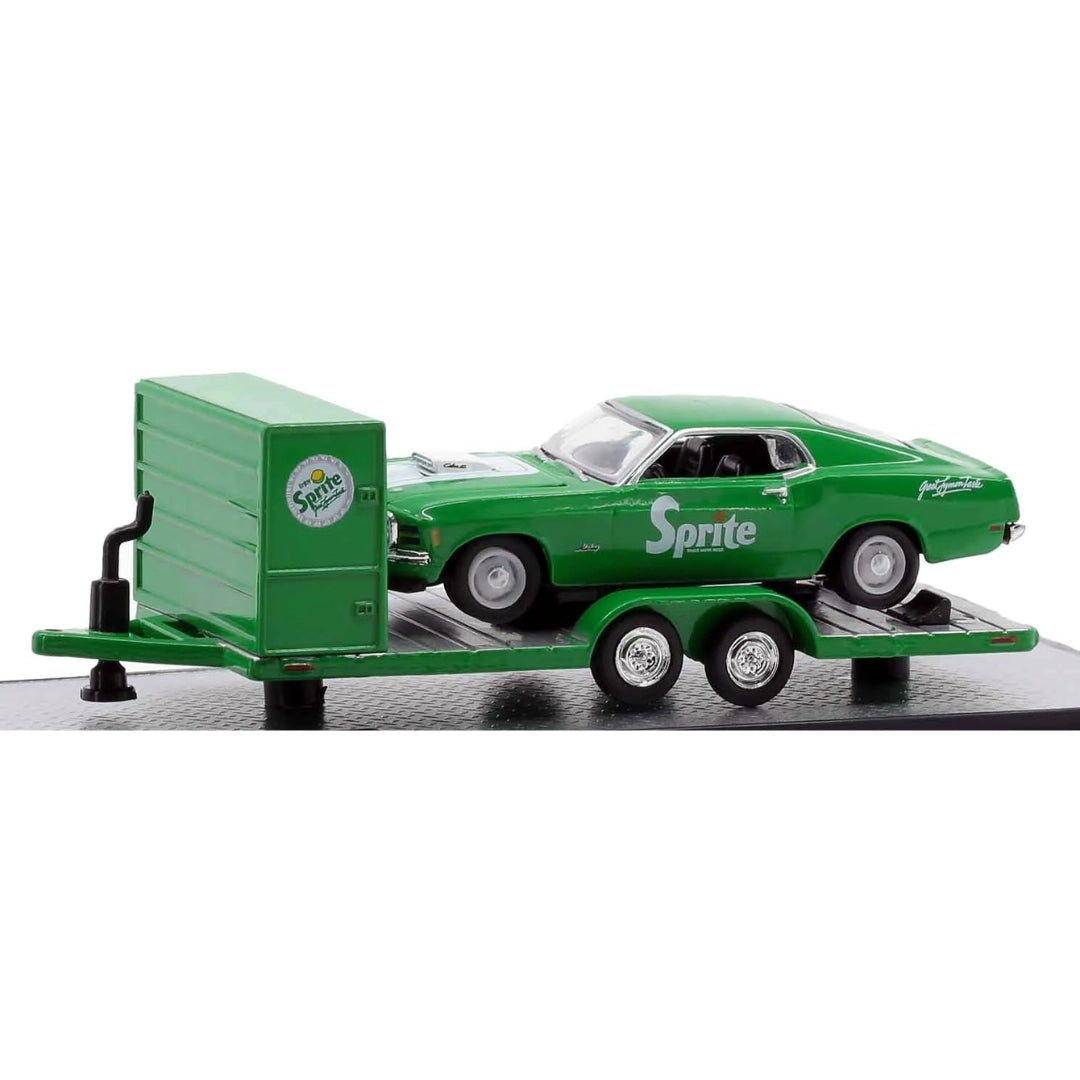 Two Axle Car Transport Trailer w/ Storage - Green (Sprite Livery, White Rims)