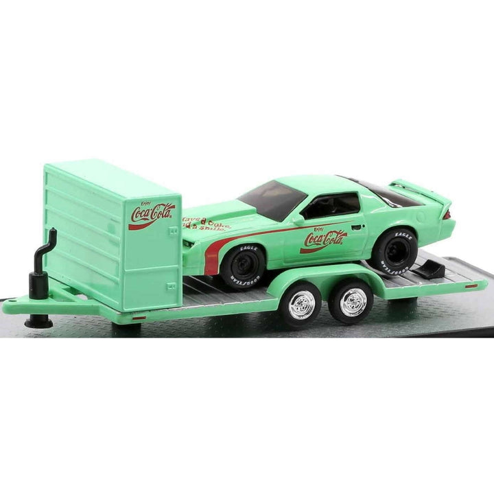 Two Axle Car Transport Trailer w/ Storage - Mint Green (Coca-Cola Livery)