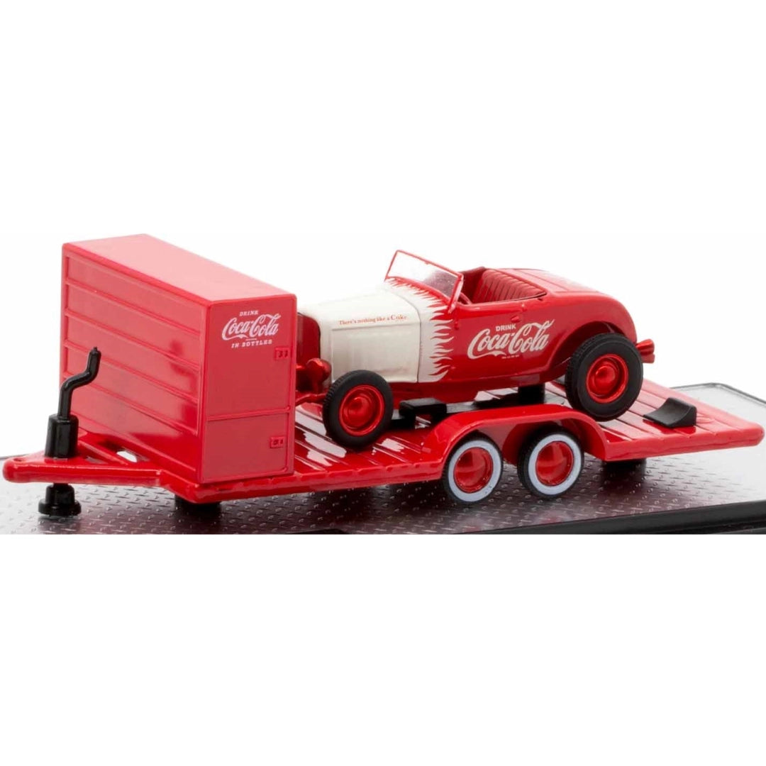Two Axle Car Transport Trailer w/ Storage - Red (Coca-Cola Livery)