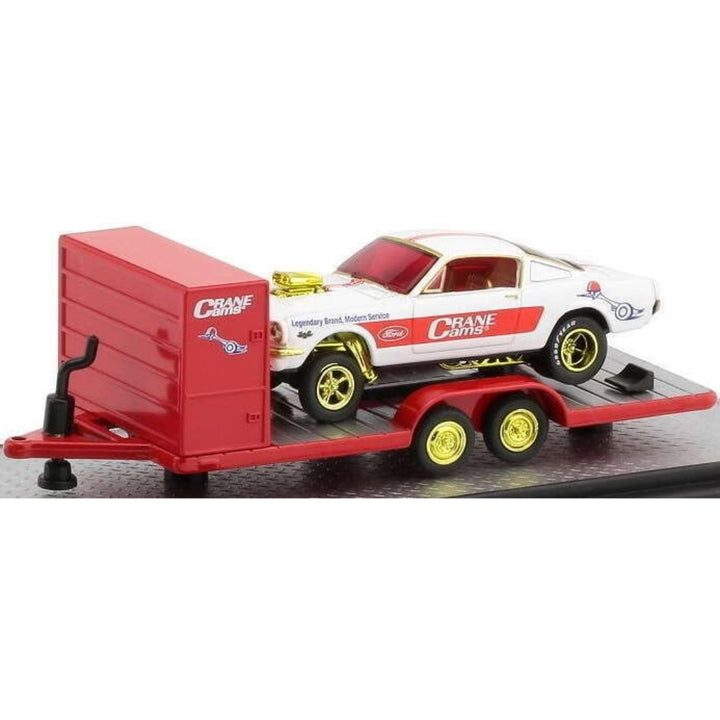 Two Axle Car Transport Trailer w/ Storage - Red (Crane Cams Livery, Yellow Chrome Rims)
