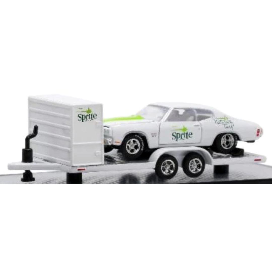 Two Axle Car Transport Trailer w/ Storage - White (Sprite Livery)