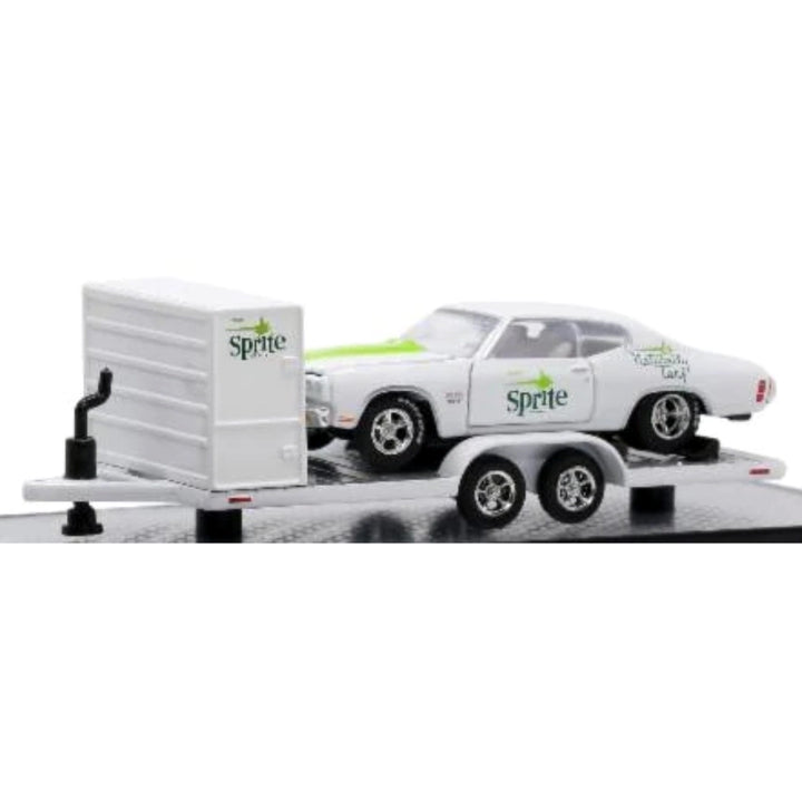 Two Axle Car Transport Trailer w/ Storage - White (Sprite Livery)