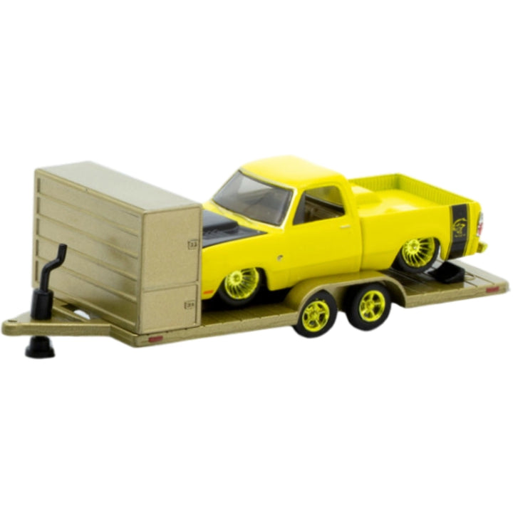 Two Axle Car Transport Trailer w/ Storage - Yellow