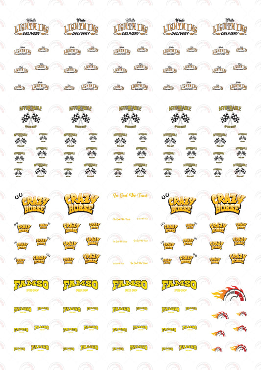White Lightning Delivery Car Decals