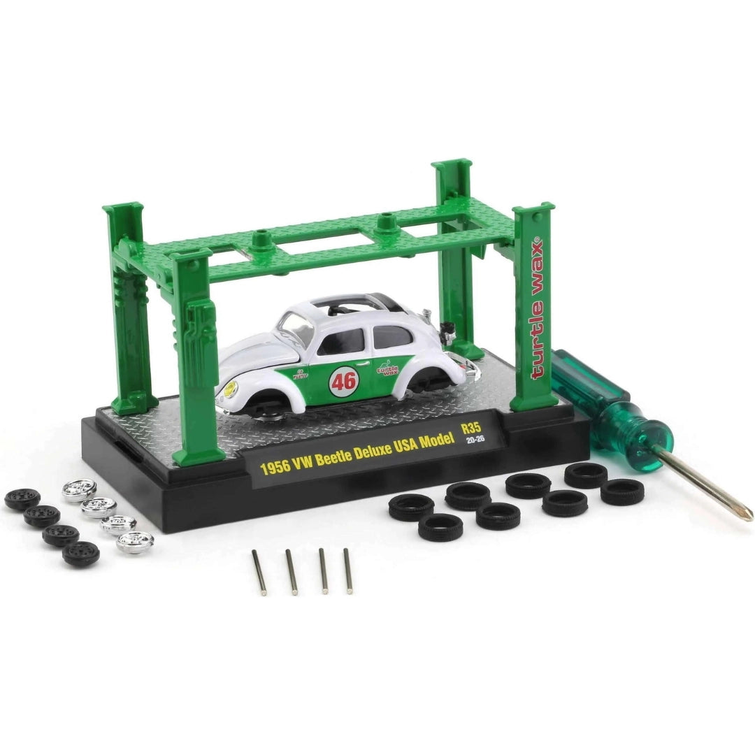 Volkswagen Beetle - White/Green (Turtle Wax Model-Kit Release 35 with Green Lift)