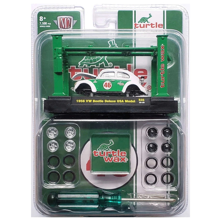 Volkswagen Beetle - White/Green (Turtle Wax Model-Kit Release 35 with Green Lift)