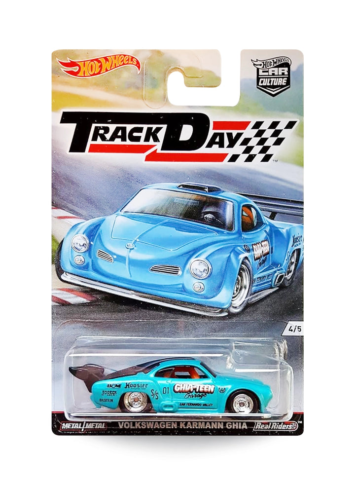 Hot Wheels Car Culture Track Day Volkswagen Karmann Ghia 1:64 scale premium diecast car mint on its original 4/5 numbered custom tuning themed blister card.