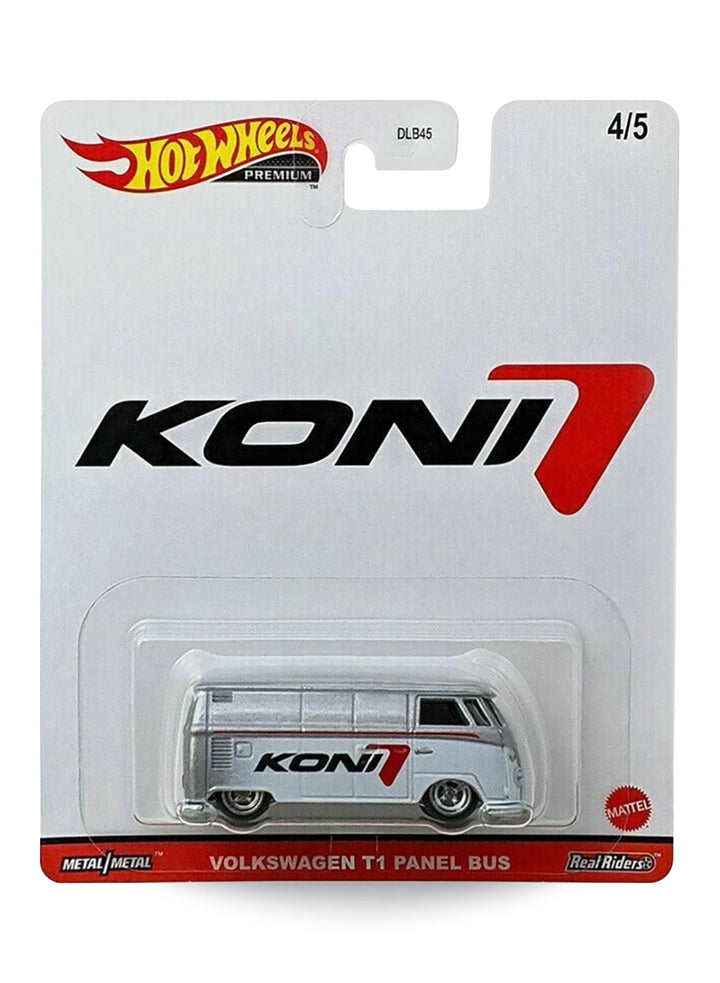 Hot Wheels Pop Culture KONI Volkswagen T1 Panel Bus 1:64 scale premium diecast van mint on its original clean logo card.