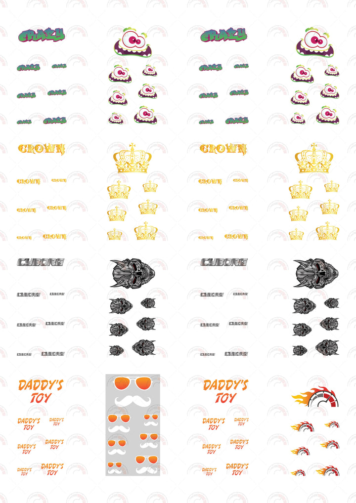 "Crazy" Toy car Decals