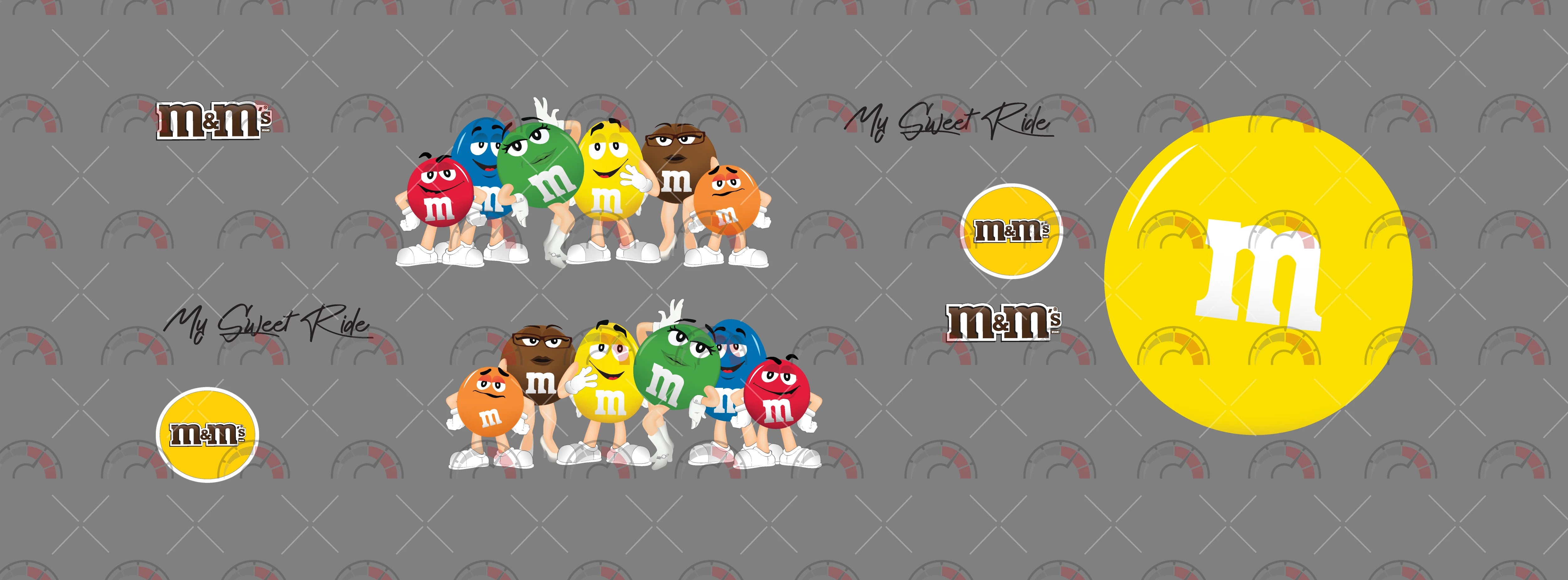 Yellow M&M Toy Vehicle Decals