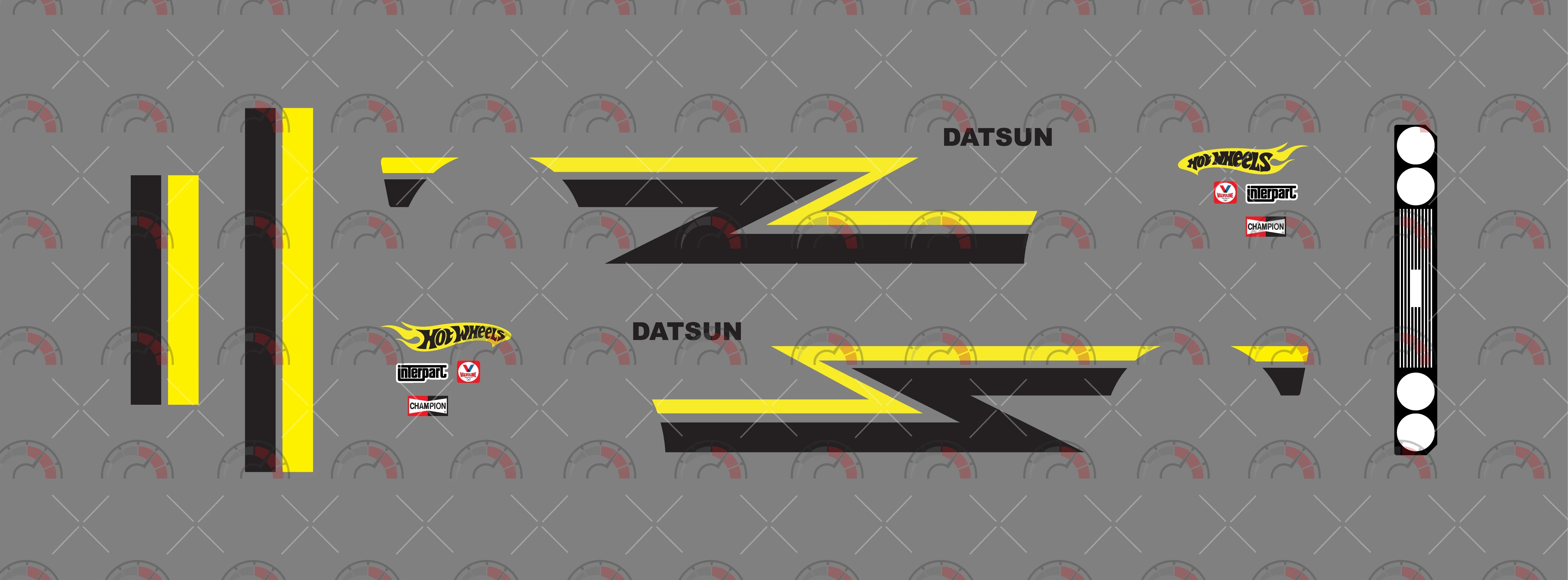 Yellow & Black Lines 01 Toy Car Sticker Design