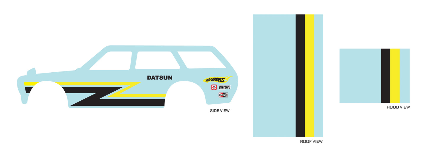 Yellow & Black Lines Toy Car Sticker Design