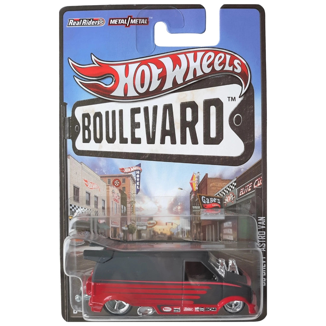 Hot Wheels 1:64 '85 Chevy Astro Van Flat Black & Gloss Dark Red